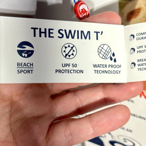 Jr. Swim NWT Color Block Swim Tee Navy/White UPF 50+ Quick Dry 2T - Picture 5 of 10